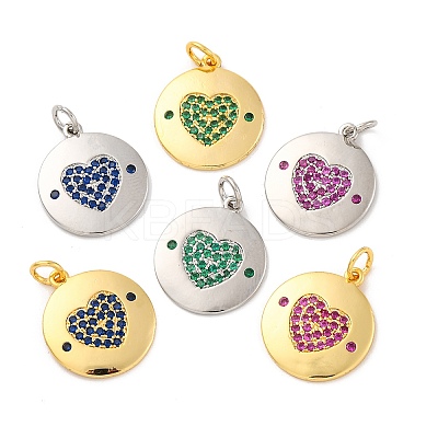 Brass Micro Pave Cubic Zirconia Pendants KK-U033-11M-1