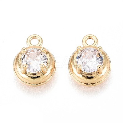 Brass Pave Cubic Zirconia Pendants KK-T071-41G-1