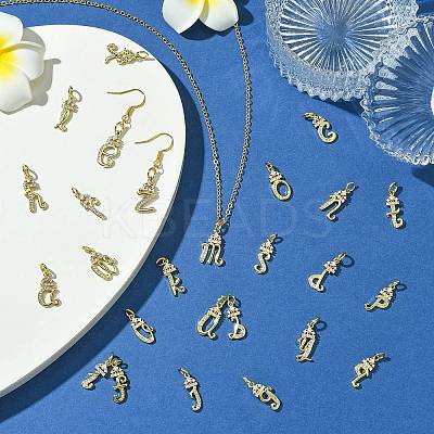 26Pcs 26 Styles Brass Micro Pave Cubic Zirconia Pendants KK-CJ0002-50-1