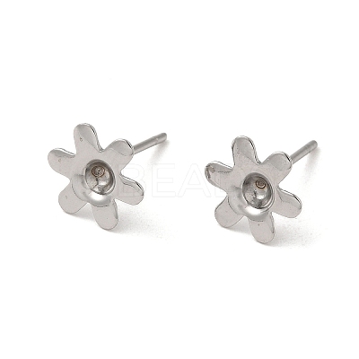 Non-Tarnish Flower 201 Stainless Steel Stud Earring Findings STAS-Q315-09P-1