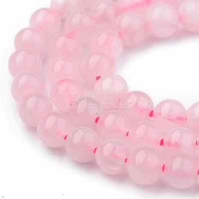 Natural Rose Quartz Round Beads Strands G-P072-05-4mm-1