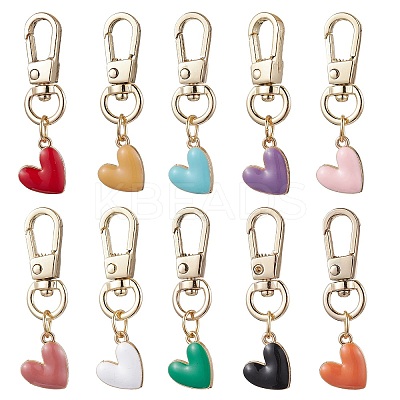 Alloy Enamel Heart Pendant Decorations HJEW-JM02519-1