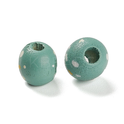 Spray Painted Natural Maple Wood European Beads WOOD-M007-05A-1