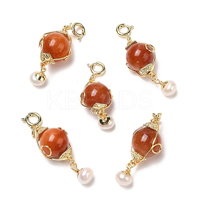 Wire Wrapped Natural Jade Round Pendant Decorations AJEW-P108-06G-1