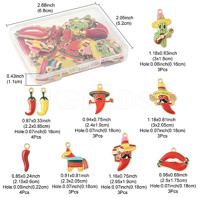 30Pcs 9 Styles Alloy Enamel Pendants FIND-FS0004-26-1
