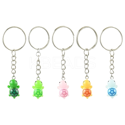 10Pcs 5 Colors Resin Tortoise Pendant Keychain KEYC-FS00018-1