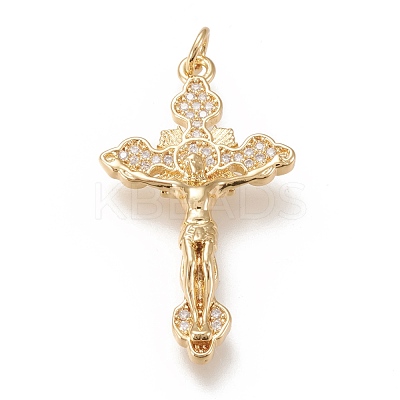 Brass Micro Pave Clear Cubic  Zirconia Pendants ZIRC-L099-013G-1