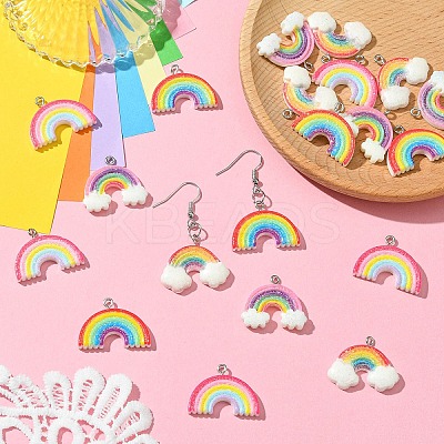DIY Rainbow Opaque Resin Dangle Earring Jewelry Kits DIY-YW0010-80-1