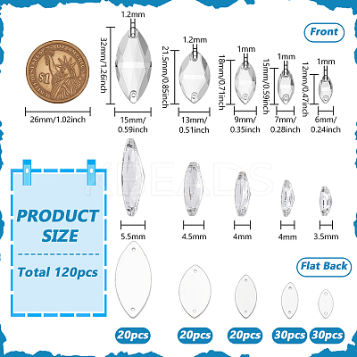 120Pcs 5 Styles Sew on Rhinestone DIY-FG0008-40A-1