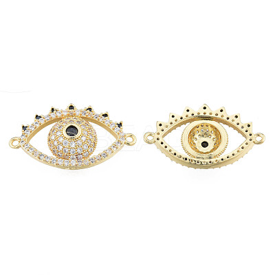 Brass Micro Pave Clear & Black Cubic Zirconia Connector Charms KK-N227-105LG-1