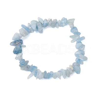 Natural Aquamarine Chip Beaded Stretch Bracelets for Women Men BJEW-JB10647-03-1