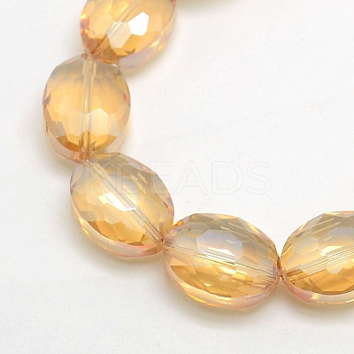 Faceted Electroplate Crystal Glass Oval Beads Strands EGLA-F058B-10-1