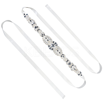 Flower Full Crystal & Montana Rhinestone Handmade Bridal Belts for Wedding Dresses AJEW-WH20006-233A-02-1