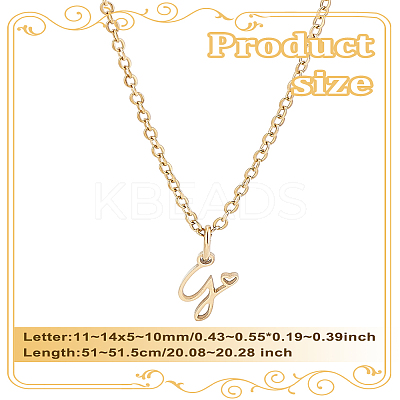 1pc 304 Stainless Steel Letter Pendant Necklaces NJEW-LP0001-39G-G-1