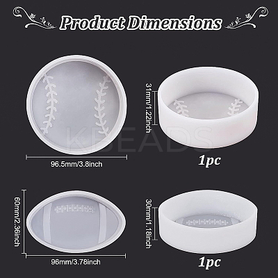 2Pcs 2 Style DIY Flat Rugby & Flat Tennis Display Decoration Silicone Molds DIY-BC0008-95-1