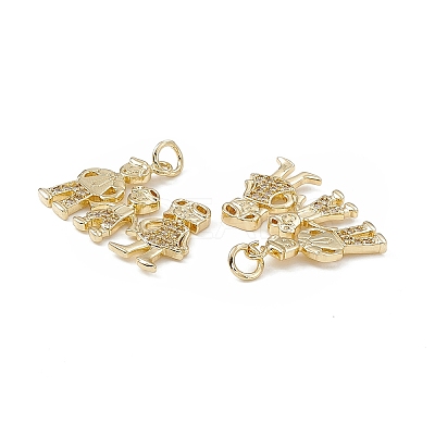 Brass Micro Pave Cubic Zirconia Pendants KK-E068-VB117-1