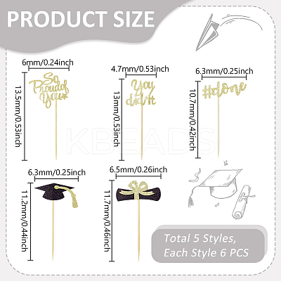10Pcs Graduation Theme Paper Cake Insert Card Decoration AJEW-WH0270-500A-1