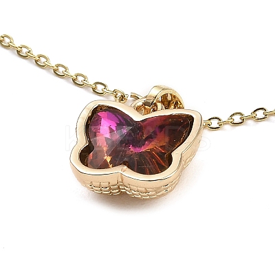 Butterfly Glass Pendant Necklaces NJEW-E105-06KCG-02-1