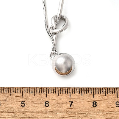 304 Stainless Steel Round Ball Knot Pendant Necklaces for Women NJEW-U031-05P-1