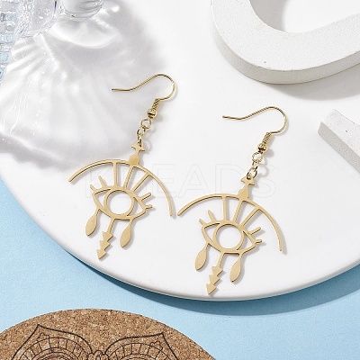Hollow Eey 201 Stainless Steel Dangle Earrings EJEW-TA00405-1