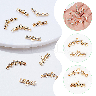 10Pcs 2 Styles Brass Micro Pave Cubic Zirconia Chandelier Component Links FIND-AR0005-59-1