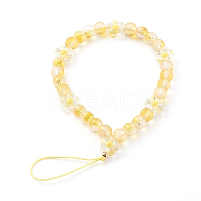 Frosted Round Spray Painted Glass Beaded Mobile Straps HJEW-JM00467-04-1