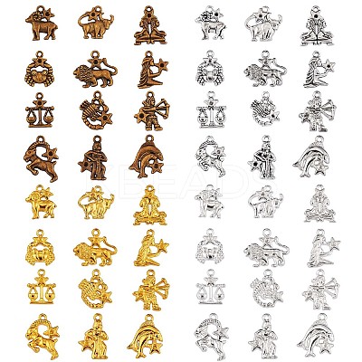 48Pcs Constellation Charm Pendant Twelve Zodiac Sign Pendants Alloy Charm for Jewelry Necklace Bracelet Earring Making Crafts JX340A-1