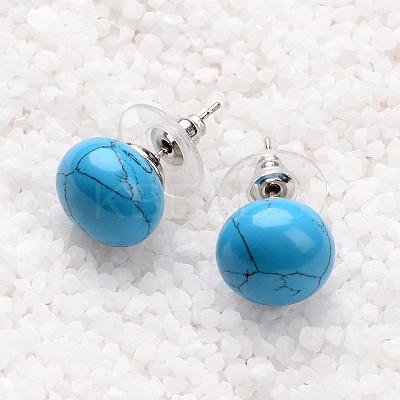 Synthetic Turquoise Stud Earrings G-F267-09B-1