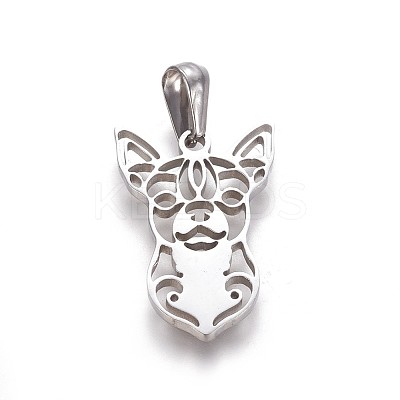 Tarnish Resistant 304 Stainless Steel Puppy Pendants X-STAS-F219-05P-1