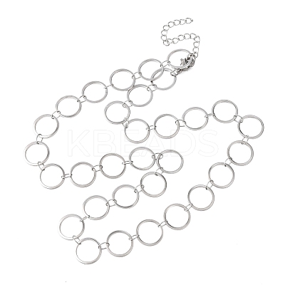 304 Stainless Steel 12MM Ring Link Chain Necklaces NJEW-P343-01C-P-1