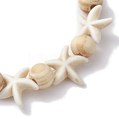 Beach Starfish Dye Synthetic Turquoise Beaded Stretch Barcelets BJEW-JB10289-01-1