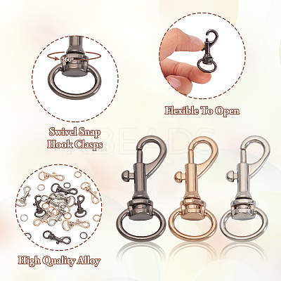 15Pcs 6 Colors Alloy Swivel Snap Hook Clasps FIND-TA0003-79-1