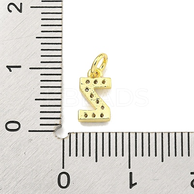 Letter Brass Micro Pave Clear Cubic Zirconia Pendants KK-K354-06G-Z-1