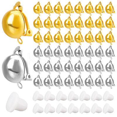 40Pcs 2 Colors Brass Clip-on Earring Findings KK-SP0001-13-1