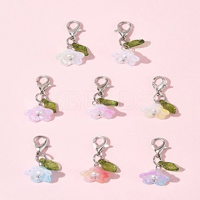 8Pcs 8 Colors Flower Acrylic Pendant Decorations HJEW-FS00034-03-1