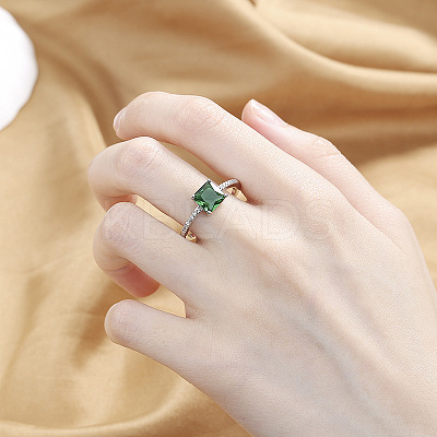 Brass Micro Pave Cubic Zirconia Finger Rings for Women FS-WG14AB5-04-1