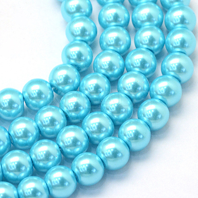 Baking Paint Pearlized Glass Pearl Round Bead Strands HY-Q003-14mm-48-1