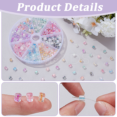 8 Sets 8 Colors Inside Colours Transparent Glass Seed Beads SEED-PH0002-41-1
