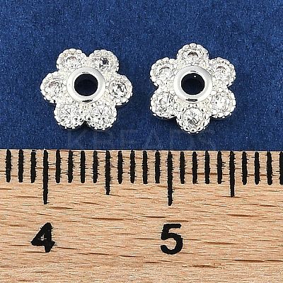 Brass Micro Pave Clear Cubic Zirconia Bead Caps KK-I719-07S-1