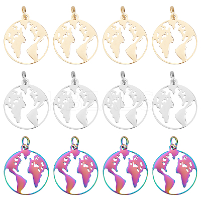 18Pcs 3 Colors 201 Stainless Steel Pendants STAS-DC0003-05-1
