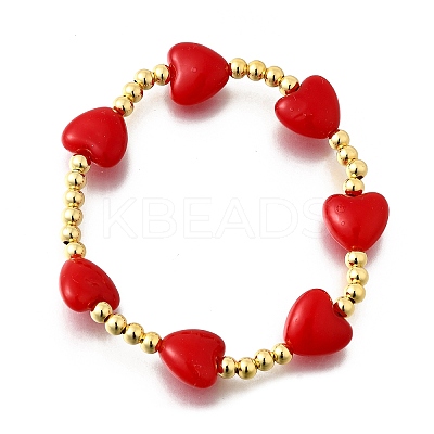 Valentine's Day ABS Imitation Pearl Beads Stretch Bracelets for Women BJEW-D317-08A-G-1