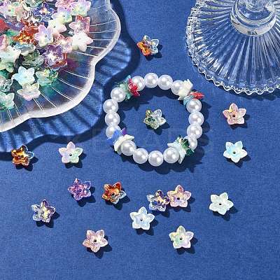 100Pcs 6 Colors Electroplate Two Tone Transparent Resin Beads RESI-CJ0005-28-1