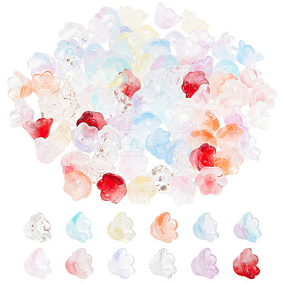 120Pcs 12 Style Glass Bead Caps GLAA-HY0001-20-1