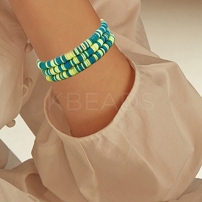 Handmade Polymer Clay Heishi Surfer Stretch Bracelets Set BJEW-SW00099-04-1
