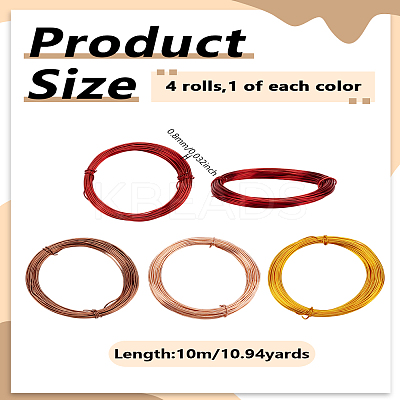 4 Rolls 4 Colors Round Aluminum Wire AW-LP0001-05B-04-1