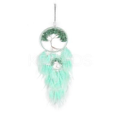 Retro Style Iron & Natural Green Aventurine Pendant Hanging Decoration PW-WG38430-04-1
