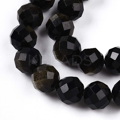 Natural Golden Sheen Obsidian Beads Strands G-S345-8mm-20-1