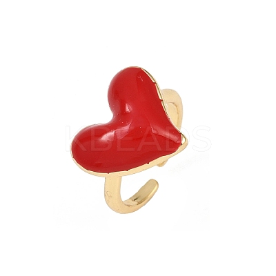Brass Enamel Adjustable Cuff Rings for Women RJEW-C139-09G-1