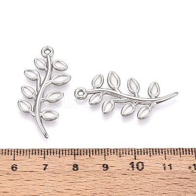 304 Stainless Steel Leaf Pendants STAS-T067-31P-1