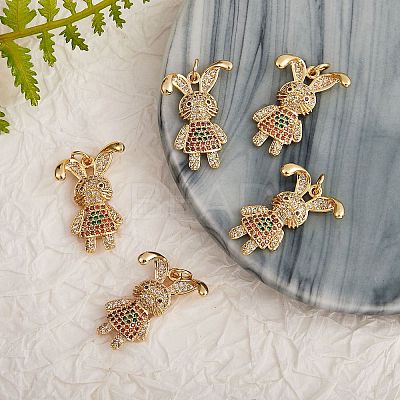 5Pcs Eco-Friendly Brass Micro Pave Cubic Zirconia Pendant ZIRC-SZ0001-96-1